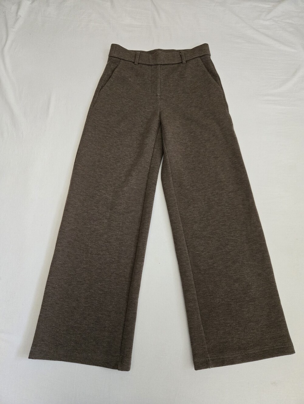 OGL Wide Leg Pull On Pants Sweatpants Heathered Brown S Athleisure Minimalist